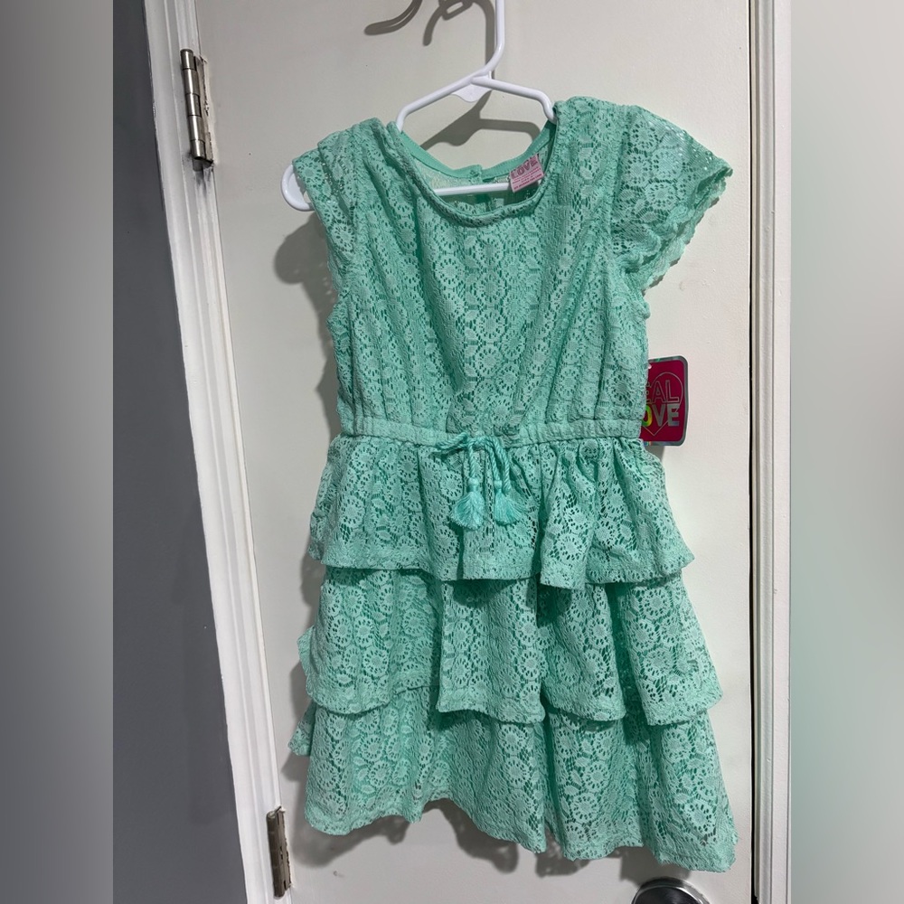Girls' Mint Green Lace Dress